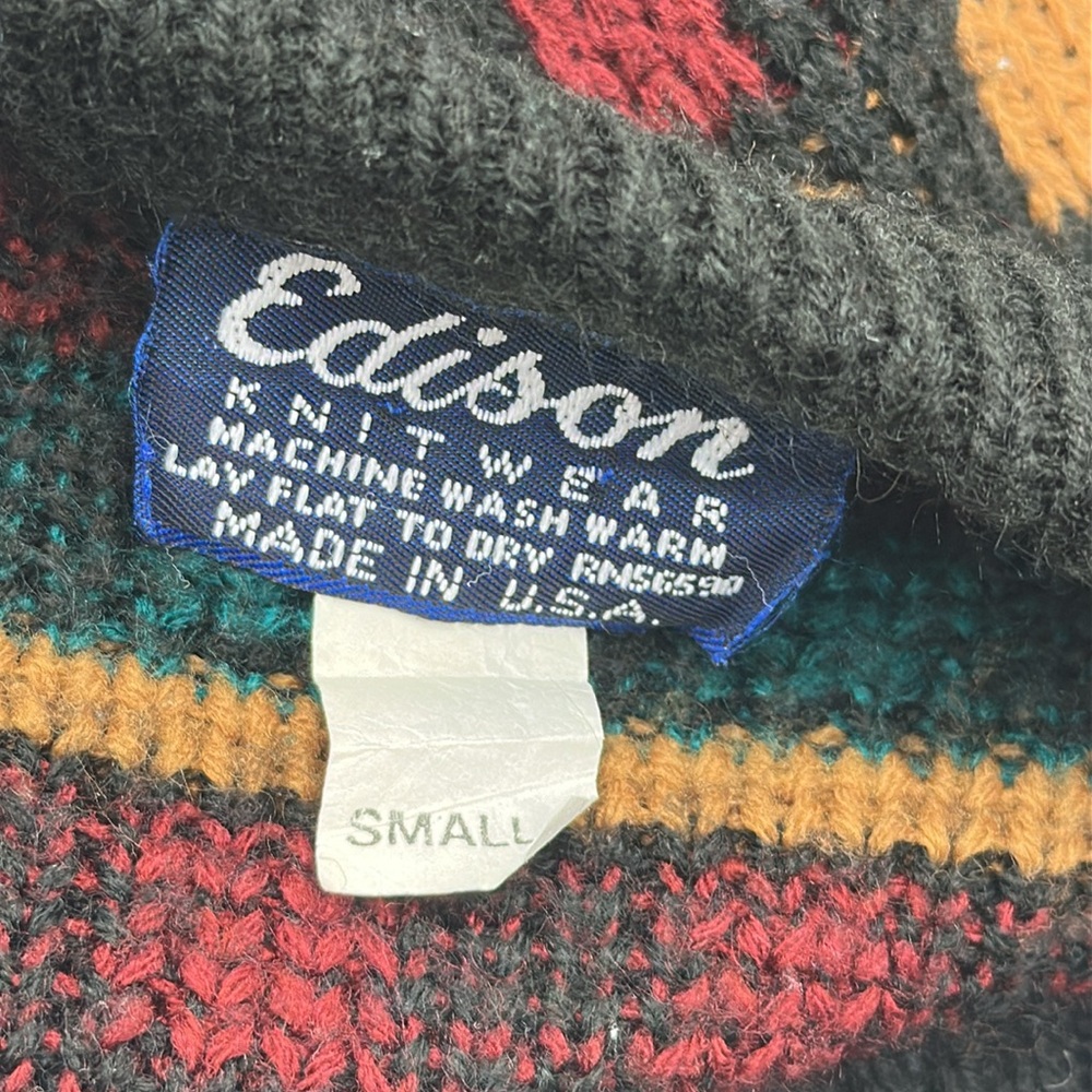 ⭐️Vintage Edison Knitwear Multicolor Patterned Men's Sweater small unisex (A96) - Picture 7 of 7